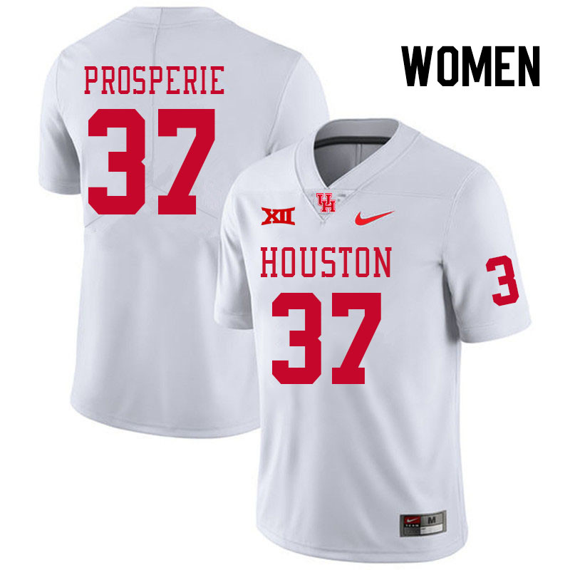 Women #37 Chance Prosperie Houston Cougars College Football Jerseys Stitched Sale-White